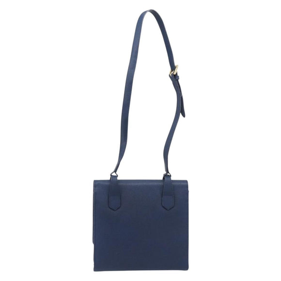 GIVENCHY Shoulder Bag Leather Navy Gold Auth BA16683A
