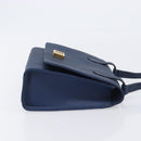 GIVENCHY Shoulder Bag Leather Navy Gold Auth BA16683A-4