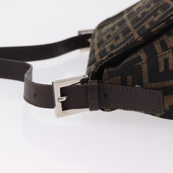 FENDI Zucca Canvas Mamma Baguette Shoulder Bag Brown Black Auth BA16684V
