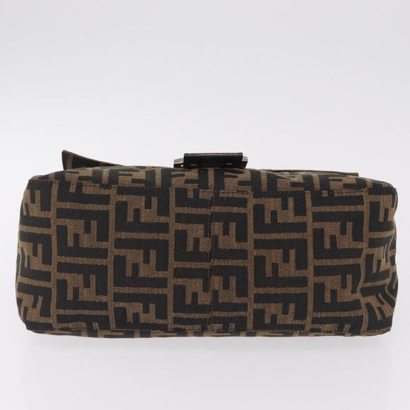 FENDI Zucca Canvas Mamma Baguette Shoulder Bag Brown Black Auth BA16684V