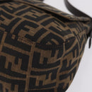 FENDI Zucca Canvas Mamma Baguette Shoulder Bag Brown Black Auth BA16684V-16