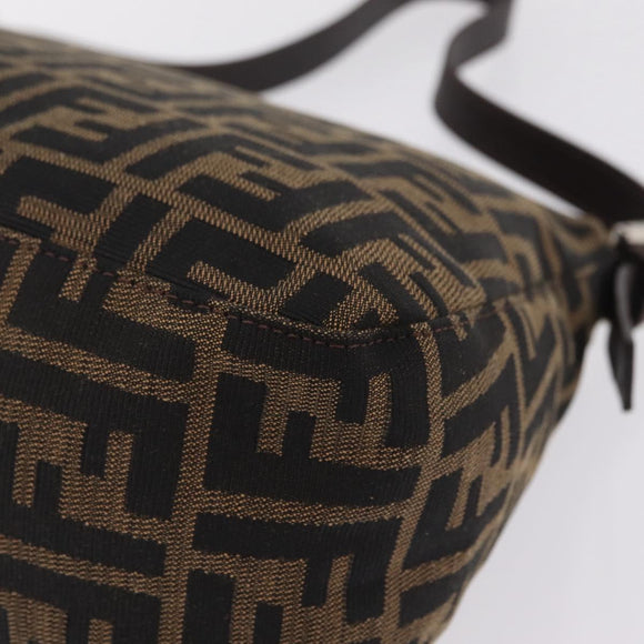 FENDI Zucca Canvas Mamma Baguette Shoulder Bag Brown Black Auth BA16684V