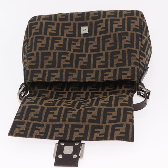 FENDI Zucca Canvas Mamma Baguette Shoulder Bag Brown Black Auth BA16684V