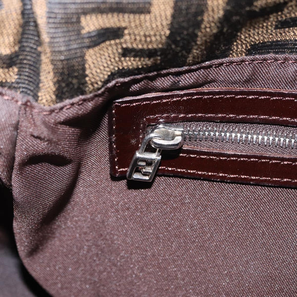 FENDI Zucca Canvas Mamma Baguette Shoulder Bag Brown Black Auth BA16684V