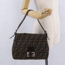 FENDI Zucca Canvas Mamma Baguette Shoulder Bag Brown Black Auth BA16684V-29