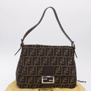 FENDI Zucca Canvas Mamma Baguette Shoulder Bag Brown Black Auth BA16684V-29