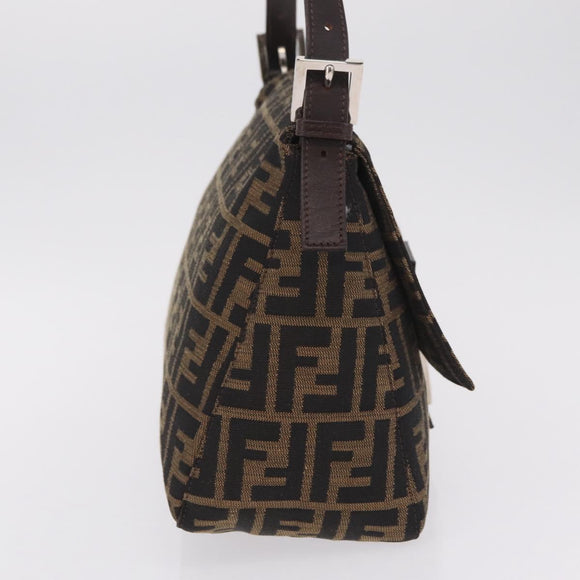 FENDI Zucca Canvas Mamma Baguette Shoulder Bag Brown Black Auth BA16684V