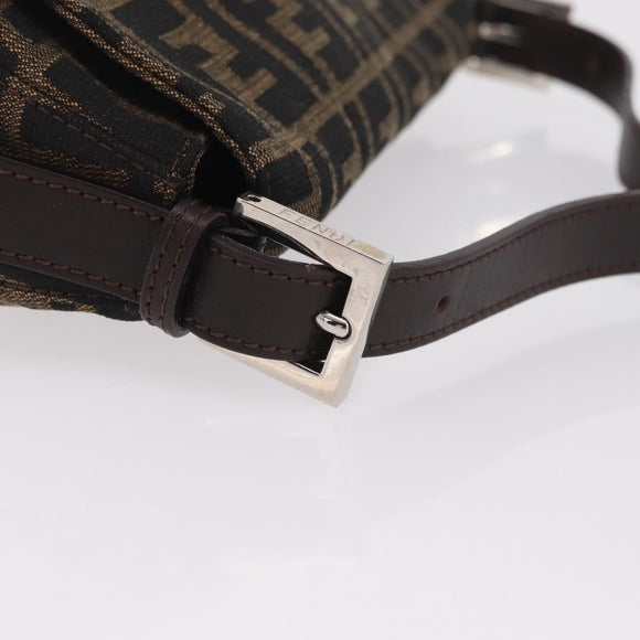 FENDI Zucca Canvas Mamma Baguette Shoulder Bag Brown Black Auth BA16684V
