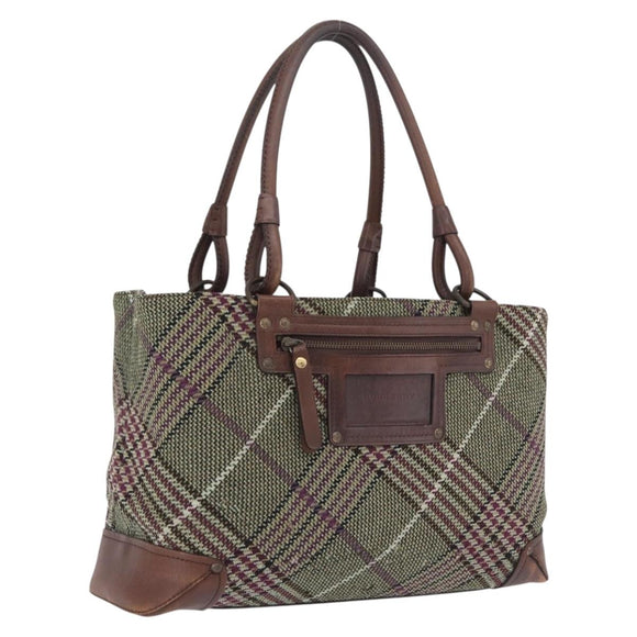 BURBERRY Tote Bag Wool Green Auth BA16686