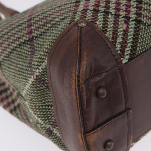 BURBERRY Tote Bag Wool Green Auth BA16686