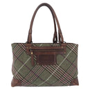 BURBERRY Tote Bag Wool Green Auth BA16686-2