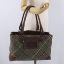 BURBERRY Tote Bag Wool Green Auth BA16686-29