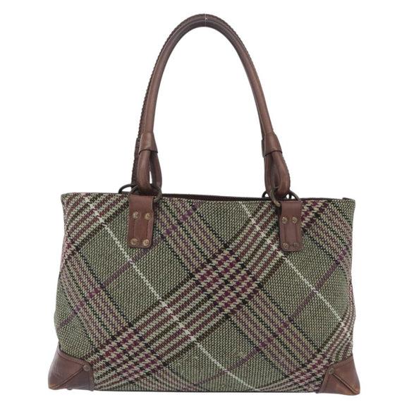 BURBERRY Tote Bag Wool Green Auth BA16686