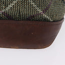 BURBERRY Tote Bag Wool Green Auth BA16686-5