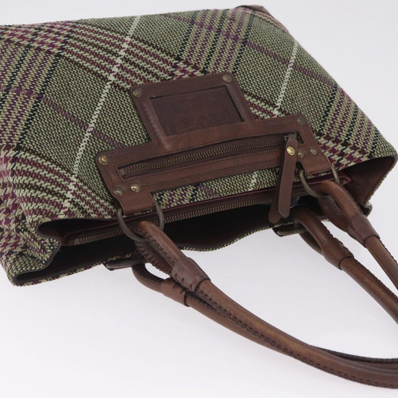 BURBERRY Tote Bag Wool Green Auth BA16686
