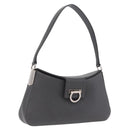 Salvatore Ferragamo Gancini Shoulder Bag Leather Gray Silver Auth BA16687-1