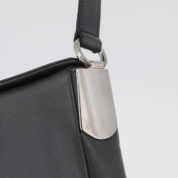 Salvatore Ferragamo Gancini Shoulder Bag Leather Gray Silver Auth BA16687