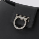 Salvatore Ferragamo Gancini Shoulder Bag Leather Gray Silver Auth BA16687-15