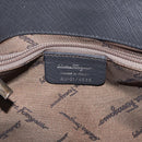 Salvatore Ferragamo Gancini Shoulder Bag Leather Gray Silver Auth BA16687-17