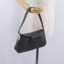 Salvatore Ferragamo Gancini Shoulder Bag Leather Gray Silver Auth BA16687-23