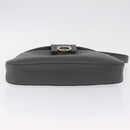 Salvatore Ferragamo Gancini Shoulder Bag Leather Gray Silver Auth BA16687-9