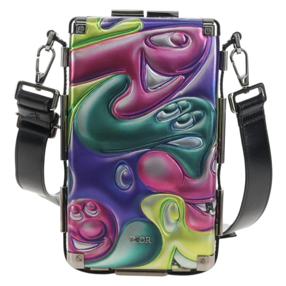 Christian Dior Bag Leather DIORxKENNY SCHARF Multicolor Silver Auth BA16688SAM