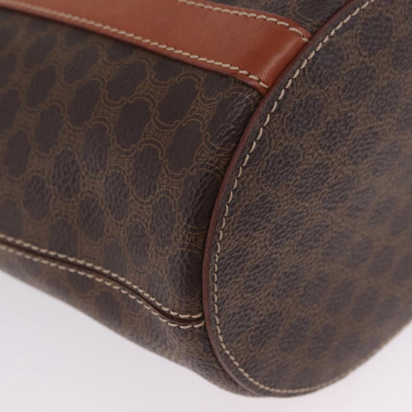 CELINE Macadam Canvas Shoulder Bag PVC Leather Brown Gold Auth BA16692