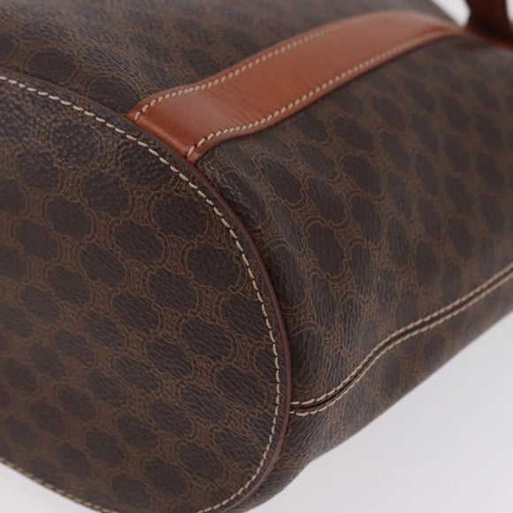 CELINE Macadam Canvas Shoulder Bag PVC Leather Brown Gold Auth BA16692