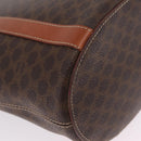 CELINE Macadam Canvas Shoulder Bag PVC Leather Brown Gold Auth BA16692-12