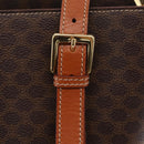 CELINE Macadam Canvas Shoulder Bag PVC Leather Brown Gold Auth BA16692-15