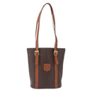 CELINE Macadam Canvas Shoulder Bag PVC Leather Brown Gold Auth BA16692-2