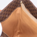 CELINE Macadam Canvas Shoulder Bag PVC Leather Brown Gold Auth BA16692-23