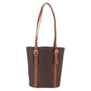 CELINE Macadam Canvas Shoulder Bag PVC Leather Brown Gold Auth BA16692-3