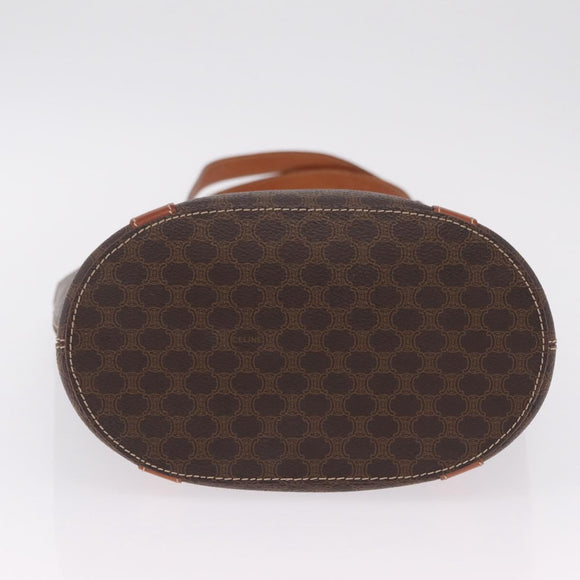 CELINE Macadam Canvas Shoulder Bag PVC Leather Brown Gold Auth BA16692