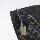 CHANEL Matelasse Chain Shoulder Bag Lamb Skin Black Gold CC Auth BA16693-15