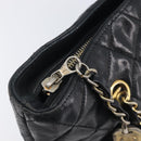 CHANEL Matelasse Chain Shoulder Bag Lamb Skin Black Gold CC Auth BA16693-16
