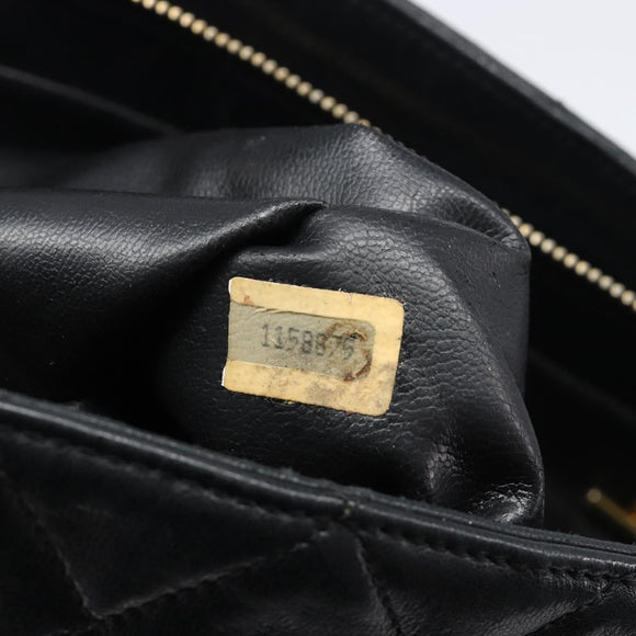 CHANEL Matelasse Chain Shoulder Bag Lamb Skin Black Gold CC Auth BA16693