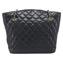 CHANEL Matelasse Chain Shoulder Bag Lamb Skin Black Gold CC Auth BA16693-3