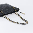 CHANEL Matelasse Chain Shoulder Bag Lamb Skin Black Gold CC Auth BA16693-7