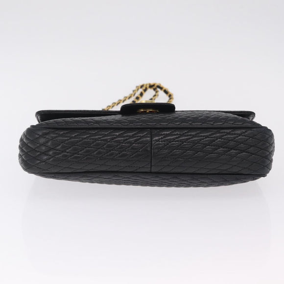 Bally Chain Shoulder Bag Leather Black Gold Auth BA16698