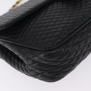 Bally Chain Shoulder Bag Leather Black Gold Auth BA16698-11