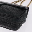 Bally Chain Shoulder Bag Leather Black Gold Auth BA16698-12
