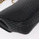 Bally Chain Shoulder Bag Leather Black Gold Auth BA16698-13
