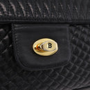 Bally Chain Shoulder Bag Leather Black Gold Auth BA16698-15