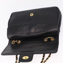 Bally Chain Shoulder Bag Leather Black Gold Auth BA16698-16
