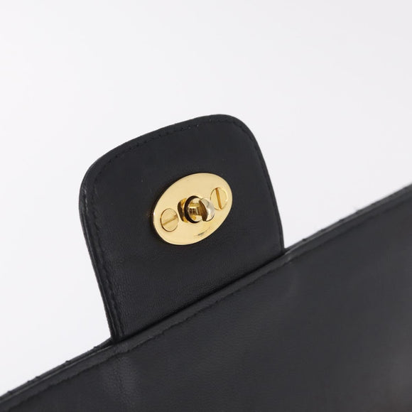 Bally Chain Shoulder Bag Leather Black Gold Auth BA16698
