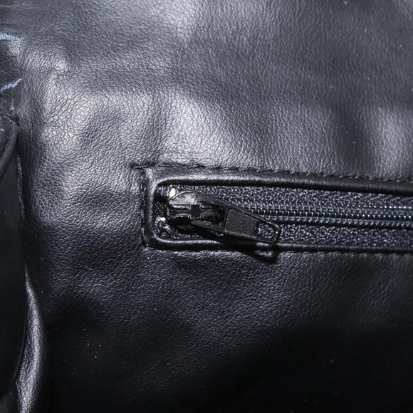 Bally Chain Shoulder Bag Leather Black Gold Auth BA16698