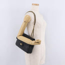 Bally Chain Shoulder Bag Leather Black Gold Auth BA16698-27