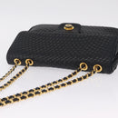 Bally Chain Shoulder Bag Leather Black Gold Auth BA16698-6