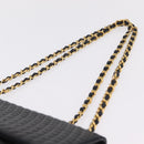 Bally Chain Shoulder Bag Leather Black Gold Auth BA16698-8